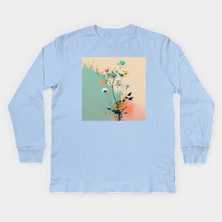 Spring Flowers Modern Art Pastel Design Kids Long Sleeve T-Shirt